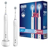 Oral-B PRO 1 290 Doppelpack Elektrische Zahnbürste/Electric Toothbrush für eine gründliche Zahnreinigung, 3 Putzprogamme, Drucksensor & Timer, 1 Sensitive Clean Aufsteckbürste, weiß