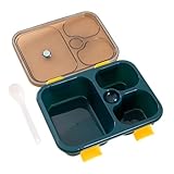 Lunchbox mit Fächern – Große Lunchbox mit 4 Fächern für Kinder & Erwachsene | Mikrowellen- und spülmaschinenfest | Lunchbox für Kinder | Lunchbox für die Schule | Lunchbox mit großem Fassungsvermög