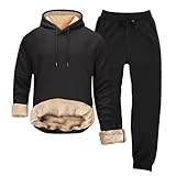 Günstige Mäntel Girl Herren mit Fleece Gefütterte Baumwolle Freizeitanzug Kapuzenpullover Trainingsanzug Jogginghose Warm Kuschelig Vliesjogginganzug Männer Sportanzug Winterjacke Set Track