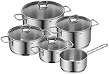 Silit Alicante Topfset Induktion 5-teilig, Kochtopf Set mit Glasdeckel, Edelstahl poliert, Induktions Töpfe Set unb