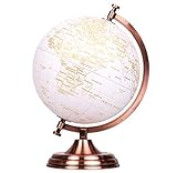 Exerz 20cm Globus Golden Farbe Metallisch - Pädagogische, Geografische, Moderne Desktop-Dekoration - Metallbogen Und -Basis, In Goldener Farbe Beschichtet - Englische Karte