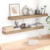 UTSRABFA Hängeregal Bücherregal Hängend Wandtisch CD Regal Wandregale 2 STK. 110x15x6 cm Massivholz Teak Geeignet für Büro, Bad, Korridor, S
