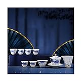 KISOARTWQ Tee Set teeservice teekanne mit stövchen teekanne gusseisen 10-teiliges chinesisches Kung-Fu-Teeset, blaues und weißes Porzellan-Teeset für Kung Fu, Teeservice(Color:B,Size:)