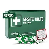 Verbandkasten C nach neuer DIN 13157:2021, mit Wandhalterung/Wandmontage, Betriebsverbandkasten/Erste-Hilfe-Kasten für Betriebe, Büro & Baustelle gemäß ASR, grü