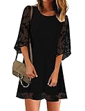 Roskiky Damen Kleider Elegant Strand Kleid Kleid Damen Festlich Kleid Schwarz Kleider Große Größen Damen Schwarz L