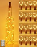 (16 Stück) Flaschenlicht Batterie, kolpop Flaschenlichterkette Korken 2M 20LED Glas Korken Licht Lichterkette mit Batterie für Flasche für außen/innen Deko für Party, Hochzeit, Weihnachten - Warmweiß