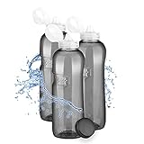 3 x Tritan Trinkflasche 1,0L + Sportdeckel / Kavodrink Wasserflasche schwarz Sportflasche BPA frei Flasche 1000ml