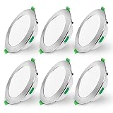 LED Einbaustrahler Dimmbar 230V Slim Flach, 5W 400 Lumen Warmweiß Neutralweiß Kaltweiß Einbauleuchten 30mm Einbautiefe, IP44 Spritzwasser Geschützt Deckenspots für Badezimmer, Wohnzimmer, 6er S