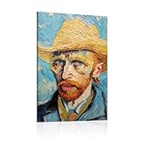 Zhaoyang Art Vincent Van Gogh – Selbstporträt mit Strohhut, die Welt, klassische Kunstreproduktionen, Drucke, Wandkunst für Heimdekoration, 45 x 60 cm, mit Rahmen, fertig zum Aufhängen