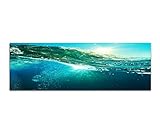 Paul Sinus Art Bilder Wand Bild - Kunstdruck 120x40cm Meer Welle Unterwasser Sonnenuntergang