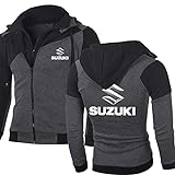 hym Herren Double Reißverschluss Hoodies Sweatshirt Jacken für Suzuki Gedruckt Fleece Kapuze Pullover Langarm Pullover Oberbekleidung Casual Cardigan (Color : C, Größe : 3XL)