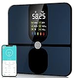 Scales for Body weight, CHWARES Smart Weighing Scales with Large VA Screen, USB Rechargeable Digital Bathroom Scale with 15 Metrics Body Composition Analyzer Scale for BMI Heart Rate 180kg, Black