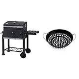 tepro Holzkohlegrill Grillwagen Toronto Click, Grillfläche: ca. 56 x 41,5 cm & Grillzubehör Gemüsewok mit Antihaftbeschichtung, Durchmesser ca. 28
