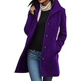 Mantel Damen - Pelzmantel Oversized Kunstfell Mantel Frühlings Felljacke Elegante Knöpfe Mantel Extra Lang Slim Fit Cardigan Jacke Warme Übergangsjacke Lässiges Outdoorjack