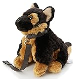 Uni-Toys - Deutscher Schäferhund Welpe, sitzend - Mit Leine und Stimme (Sound) - 18 cm (Höhe) - Plüsch-Hund - Plüschtier, Kuscheltier, HT-30094