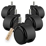 RAVN HAMAN 5er Set Bürostuhlrollen 10 mm x 22 mm - - Hartboden-Rollen bis 175 kg - - Abriebfeste Drehstuhlrollen - - Sauber abrollende Stuhlrollen - - Räder für Bürostü