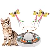 Aceshop Katzenspielzeug Interaktiver Katzenspielzeug mit 360 ° Elektrischem Rotierendem Schmetterling und GlockenBälle Teaser Spielzeug Interaktives Spielzeug für Katzen