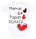 TupTam Unisex Baby Kurzarm Body Spruch Mamas & Papas Schatz, Farbe: Weiß - Mamas Papas Schatz, Größe: 80