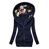 Briskorry Farbblock Splice Rollkragenpullover Drucken Pullover mit Tasche Hoodie Lang Winterjacke Große Größen Sweatjacke mit Reißverschluss Rollkragen Outdoorjack