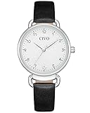 CIVO Damen Uhren Schwarz Leder Armbanduhr Frauen Elegant Kleid Minimalistisch Wasserdicht Analog Quarz Uhr Geschenke für Damen Frauen