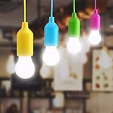 Glighone 4 Stück Pendelleuchte Hängeleuchte DIY Lampe Colors Glühbirnen Tragbare LED Campinglampe für Fest Party Garten Balkon Zelt, Camping, Weihnachten Deko