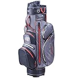 Big Max Aqua Silencio 3 Golf Cartbag 2020-100% wasserdichte Golftasche (Charcoal/Black/Red)