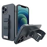Oihxse Schutzhülle kompatibel mit iPhone 12 Mini 5,4 Zoll Universal-Sportarm, verstellbarer Sportarm, verstellbar, TPU-Silikon & PC Cover - Marineblau