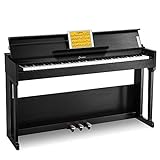 E-Piano 88 Tasten Gewichtet, Donner DDP-90 Digitalpiano mit Hammermechanik, Klavier Bausatz mit Möbelständer, 3 Pedale, USB MIDI, 2 Anschlüsse für Kopfhörer, Schwarz