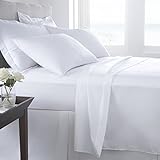 Spannbetttuch aus 100 % Baumwolle, Satin-Glanz, Hotelqualität, superweich, luxuriöses Spannbetttuch (Emperor-Spannbettlaken, weiß)