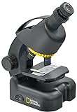 National Geographic 40-640x Mikroskop mit batteriebetriebener LED Durchlichtbeleuchtung, höhenverstellbarem Objekttisch, Smartphone Adapter und umfangreichem Zubehör, schwarz