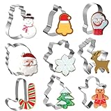 Ausstechformen Weihnachten Set, 9 Stück Ausstecher Weihnachten aus Edelstahl Keksausstecher Weihnachten Linzer Ausstecher für Weihnachten Plätzchen Fondant Marmeladenp