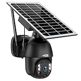 Überwachungskamera-Aussen-Akku-Solar, ENSTER 1080P IP WLAN Kamera Outdoor Kabellos mit Solarpanel, 15600mAH Batterie, 20m Vollfarbige Nachtsicht, PIR und Radar Bewegungsmelder,2-Wege-Audio,Wasserdicht