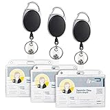 Vicloon Ausweisjojo, 3 PCS Schlüssel JoJo Ausweis JoJo mit Ausweishülle Ausweishalter mit Extra Starker Feder und reißfester Schnur mit Gürtelclip für Kartenhalter, Schlüsselkarten