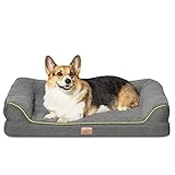 Bedsure orthopädische Hundebett große Hunde - Hundesofa mit Memory Foam, kuschelig Schlafplatz in Größe 91x68 cm, waschbare Hundesofa, grau