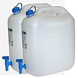 2x Wasserkanister ECO 20 Liter mit Hahn 2er Set Camping-Kanister Wassertank NEU