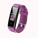 DSLIHA Fitness Tracker mit Pulsmesser, IP67 Wasserdicht Fitness Armband, Aktivitätstracker Schlafmonitor Schrittzähler Uhr Smart Watch Fitness Uhr für Kinder Frauen Männer (Purple)