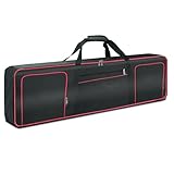 Ruibo Keyboardtasche 88 Tasten,Gigbag 600D Oxford-Tuch mit 10 mm Baumwoll-Gepolstert,Tragbar Langlebig Wasserdicht,137,2 x 33 x 17 cm,Schwarz+R