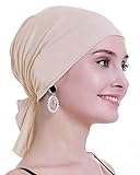 osvyo Bambus Chemo Kopftuch für Frauen mit Haarausfall - Krebspatienten Kopfbedeckung Turban in Versiegelter Verpackung LICHT Sand Dollar