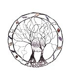 lefeindgdi Baum des Lebens Wandtafel, dekorative keltische Gartenkunst, Wandkunst, runde, heilige Hängedekoration für Zuhause, Outdoor-Dekoration, 25 x 25 cm