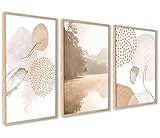 ag.art deco Poster 21x30 | Pastell Poster Set für Wand Deko Wohnzimmer oder Schlafzimmer | Kunstdruck mit Abstrakte Formen und Landschaft | 3x Bilder ohne R