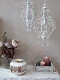 Chic Antique Lampe Hängelampe Deckenlampe Kronleuchter weiß in Handarbeit gefertigt Shabby Landhaus Nostalgie