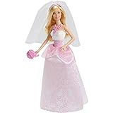 Barbie Bride Doll - Märchenhafte Hochzeit mit pinkem Brautkleid, Schleier, Halskette, Schuhen und Blumenstrauß, für Kinder ab 3 Jahren, CFF37