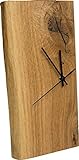 inn art dESIGN Wanduhr Eiche Massiv | Echt-Holz Uhr als Standuhr & Tisch-Uhr verwendbar | einseitig mit Baumkante | schlicht & modern