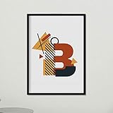 Nacnic Poster des Buchstabens B. Geometrie-Stil drucken mit Bildern des Alphabets. A3 Größe