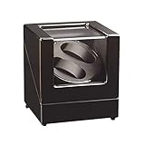 MERCB Uhrenbeweger, luxuriöser automatischer Doppel-Uhrenbeweger, Kohlefaser-Klavier-Finish mit PU-Leder, Uhren-Aufbewahrungsbox (Farbe: braun) (schwarz)