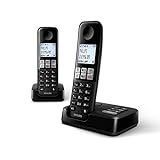 Philips D2552B Schnurloses DECT Festnetztelefon, Heimtelefon mit Anrufer-ID, Rufsperre und Anrufbeantworter - Zwei Hörer