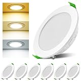 Asstikoo LED Einbaustrahler 230V Dimmbar, 7W 6er Set Einbauleuchten Deckenspots Deckenstrahler Lochöffnung Ø 85-100 mm, IP44 Ultra Flach LED Spots für Badezimmer W
