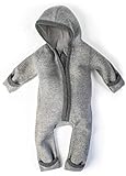 Ehrenkind® WALKOVERALL | Baby Wollwalk-Overalls aus Natur Schurwolle mit Reißverschluss | Walk Wolle Woll-Anzug für Kleinkind und Baby Grau Gr. 62/68