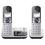 Panasonic KX-TGE522GS DECT Seniorentelefon mit Notruf (Großtastentelefon mit Anrufbeantworter, schnurlos, Telefon DUO) silber-schwarz