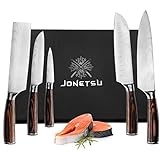 Jonetsu Küchenmesser Set 5-teilig Edelstahl Rostfrei Ergonomischer Griff Extrem scharfe Klingen Japanischer Stil